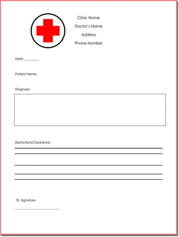 fake doctors note template template business