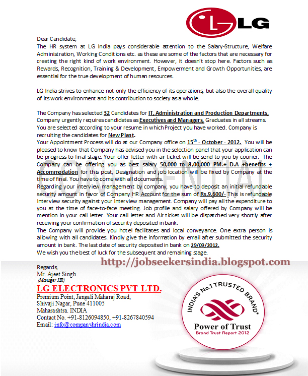 Fake Job Offer Emails Template Business