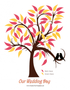 family newsletter template wedding leaves tree