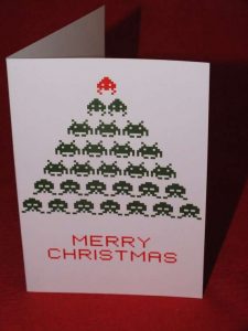 fashion business cards space invaders christmas card