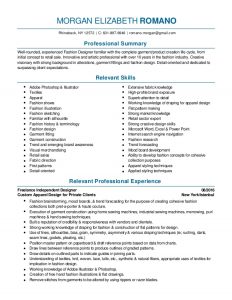 fashion designer resume fashion design and merchandising resume pdf