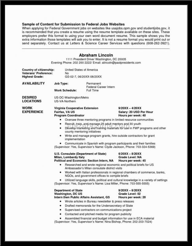 Federal Resume Example