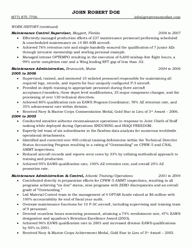federal government job resume examples
