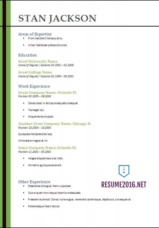 federal resume template 2016