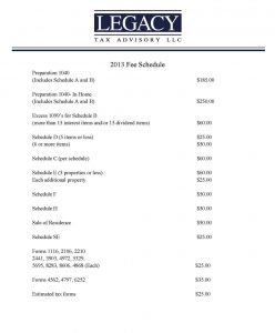 fee schedule template tax advisory fee schedule~~element