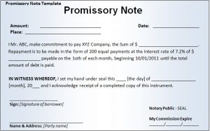 fill in the blank promissory note promissory note template word