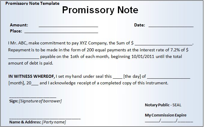 fill in the blank promissory note