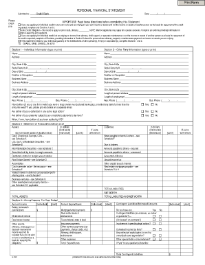 Fillable Personal Financial Statement | Template Business