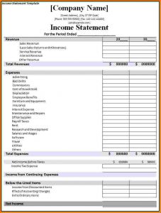 financial statement templete financial statement template income statement template