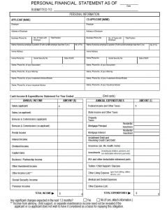 financial statement templete personal financial statement template