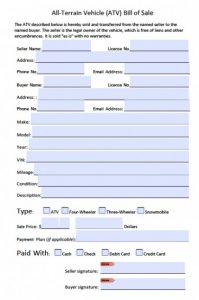 firearm bill of sale template all terrain vehicle bill of sale x