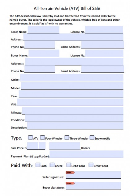 firearm bill of sale template