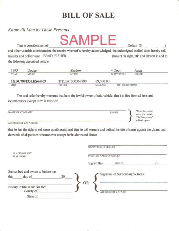 firearm bill of sale template