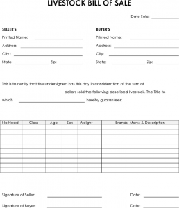 firearm bill of sale template livestock bill of sale