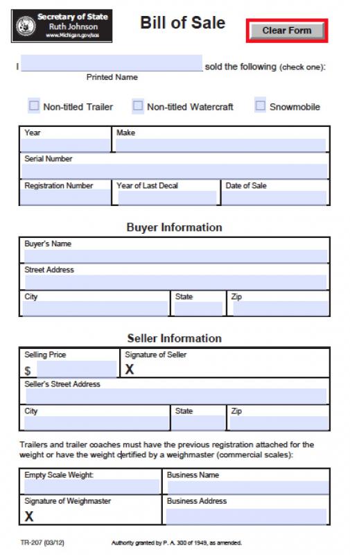 firearm bill of sale template