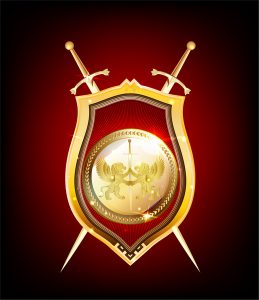 flag banner templates golden shield and sword