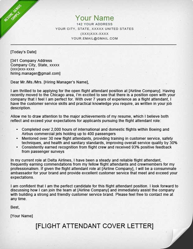 Flight Attendant Cover Letter Template Business   Flight Attendant Cover Letter Flight Attendant Cover Letter Park 