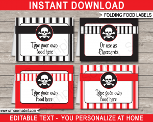 folding cards templates pirate food labels printable template