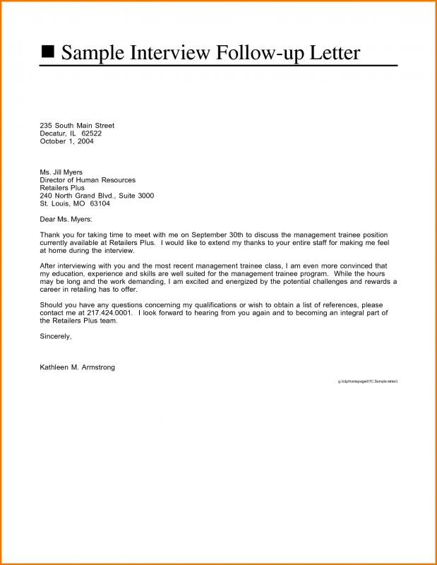 Follow Up Email After Interview Template Business