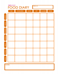 food diary template food diary template