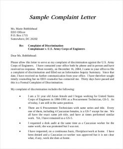 formal complain letters example formal complaint letter