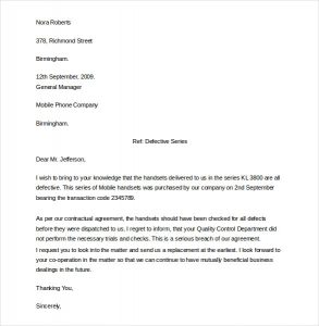 formal complain letters sample formal complaint letter template