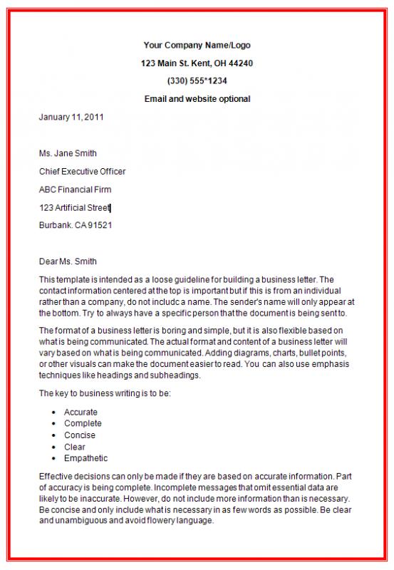 format for business letter