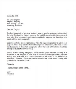 format for business letter business letter sample