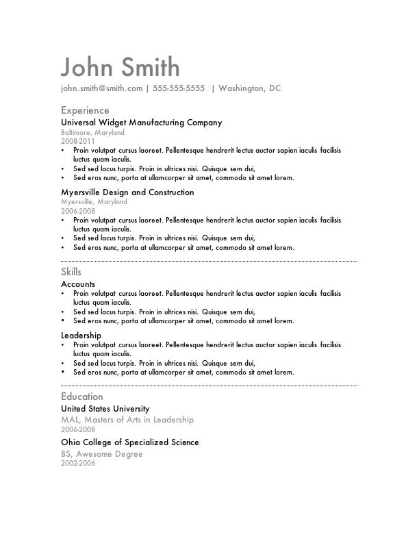 format for resume