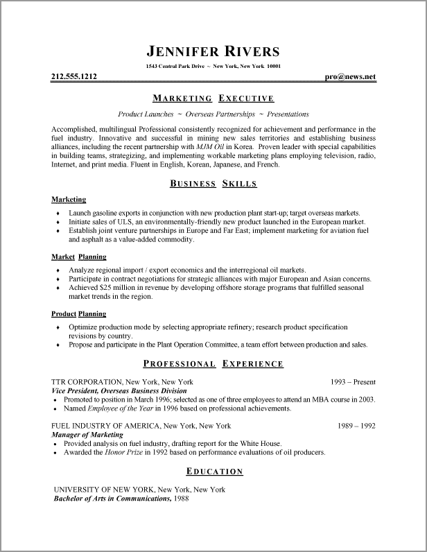 format for resume