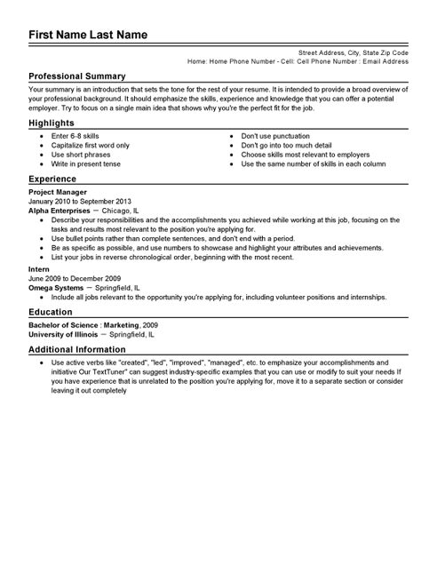 format for resume