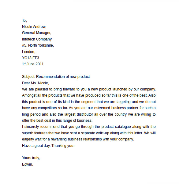 format of a business letter