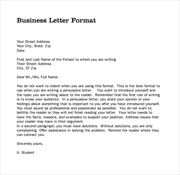 format of a business letter