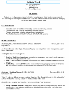 format of rsume sample bartender resume x