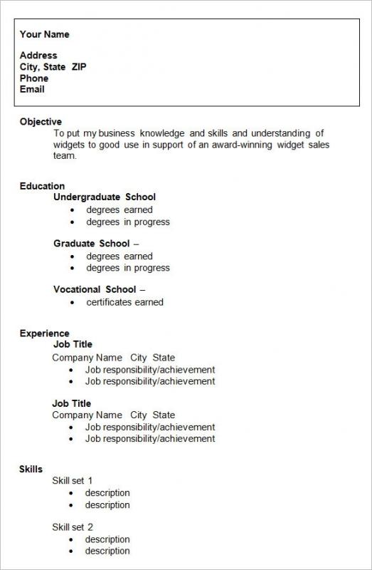 formats for a resume