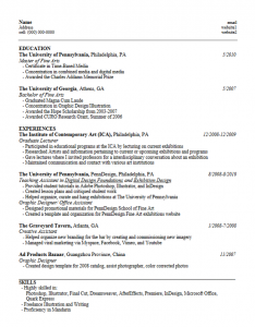 formats of resume mfaica