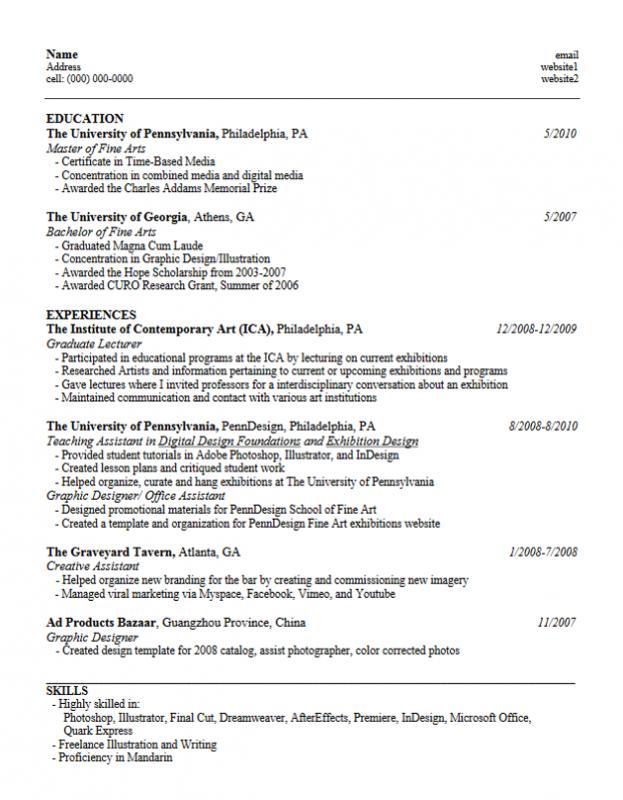 formats of resume