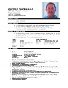 fre cv template wilfredo guila resume crane operator