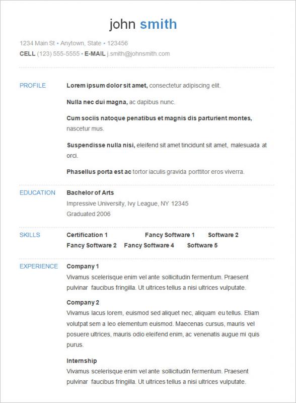 free basic resume templates download