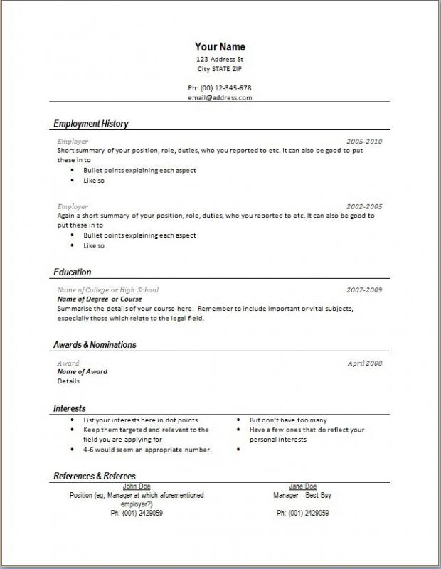 free basic resume templates