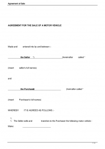 free bill of sale template for car agreement of sale