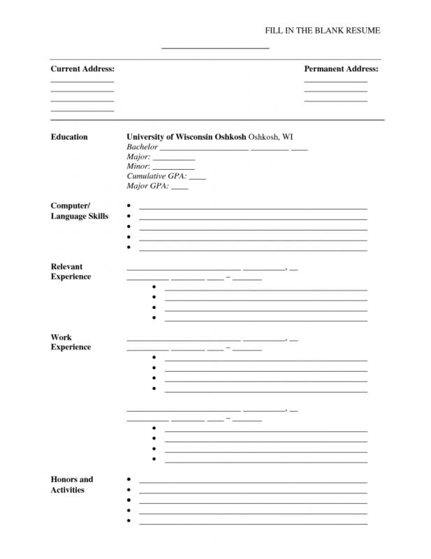 blank resume templates for microsoft word