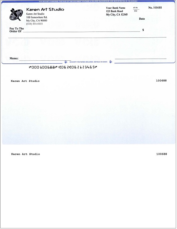 Quickbooks Check Template Word