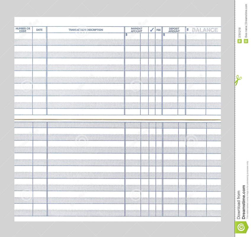 blank checkbook register printable