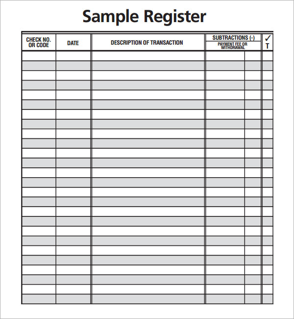 checkbook register template