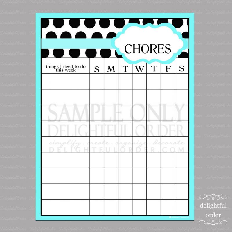 free chore chart template