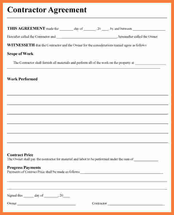 Contractor Job Contract Template 