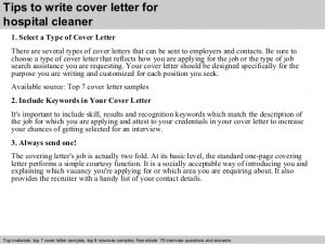 free cover letter samples hospital cleaner cover letter