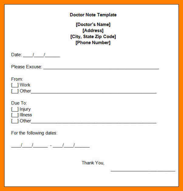 Free Doctor Excuse Template Business