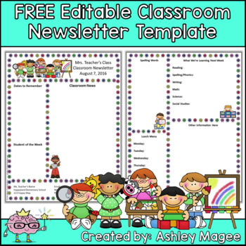 free editable newsletter templates for teachers